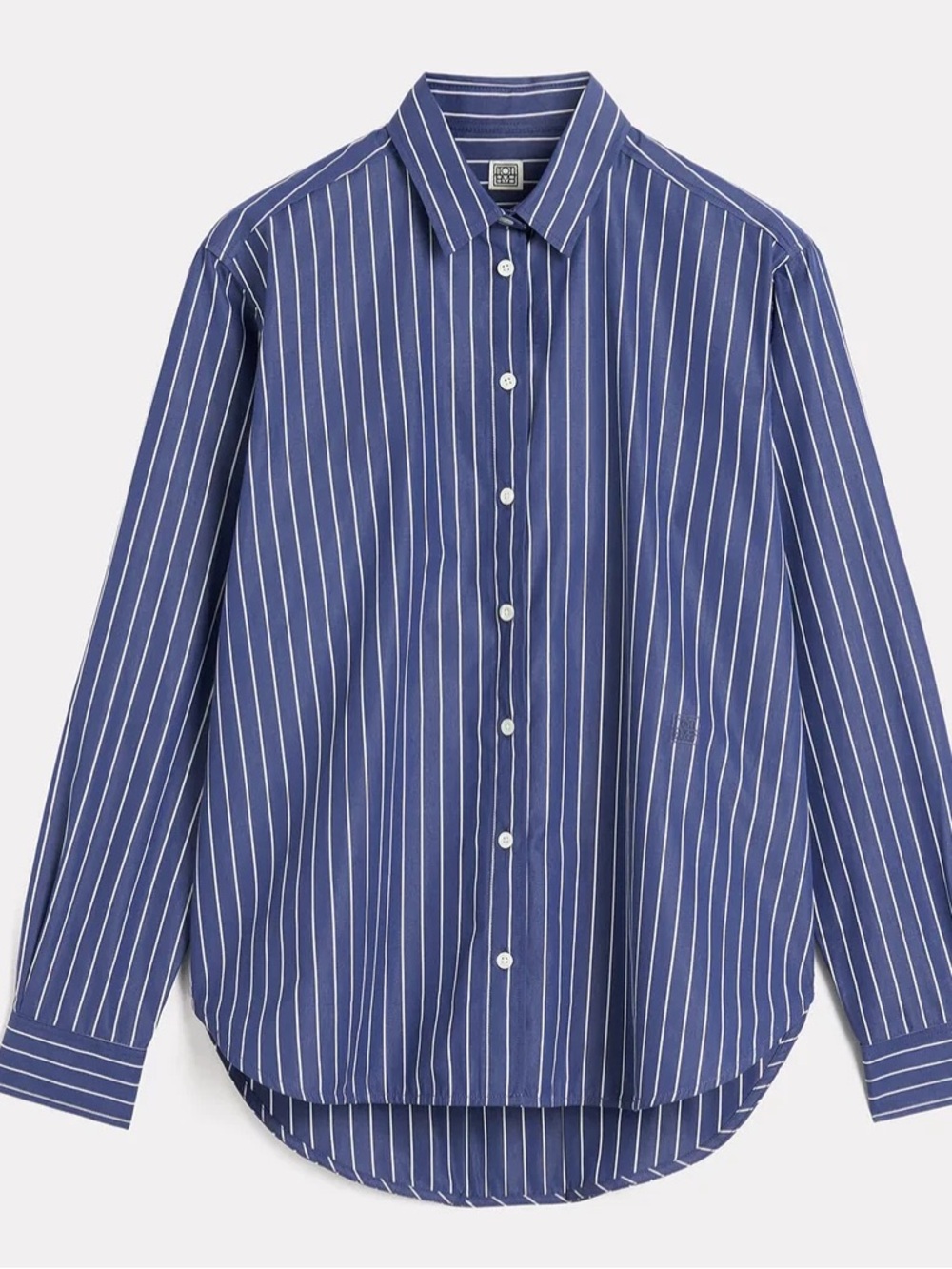 Toteme Oversized Striped Shirt in Blue and Navy - Picture 2 of 8